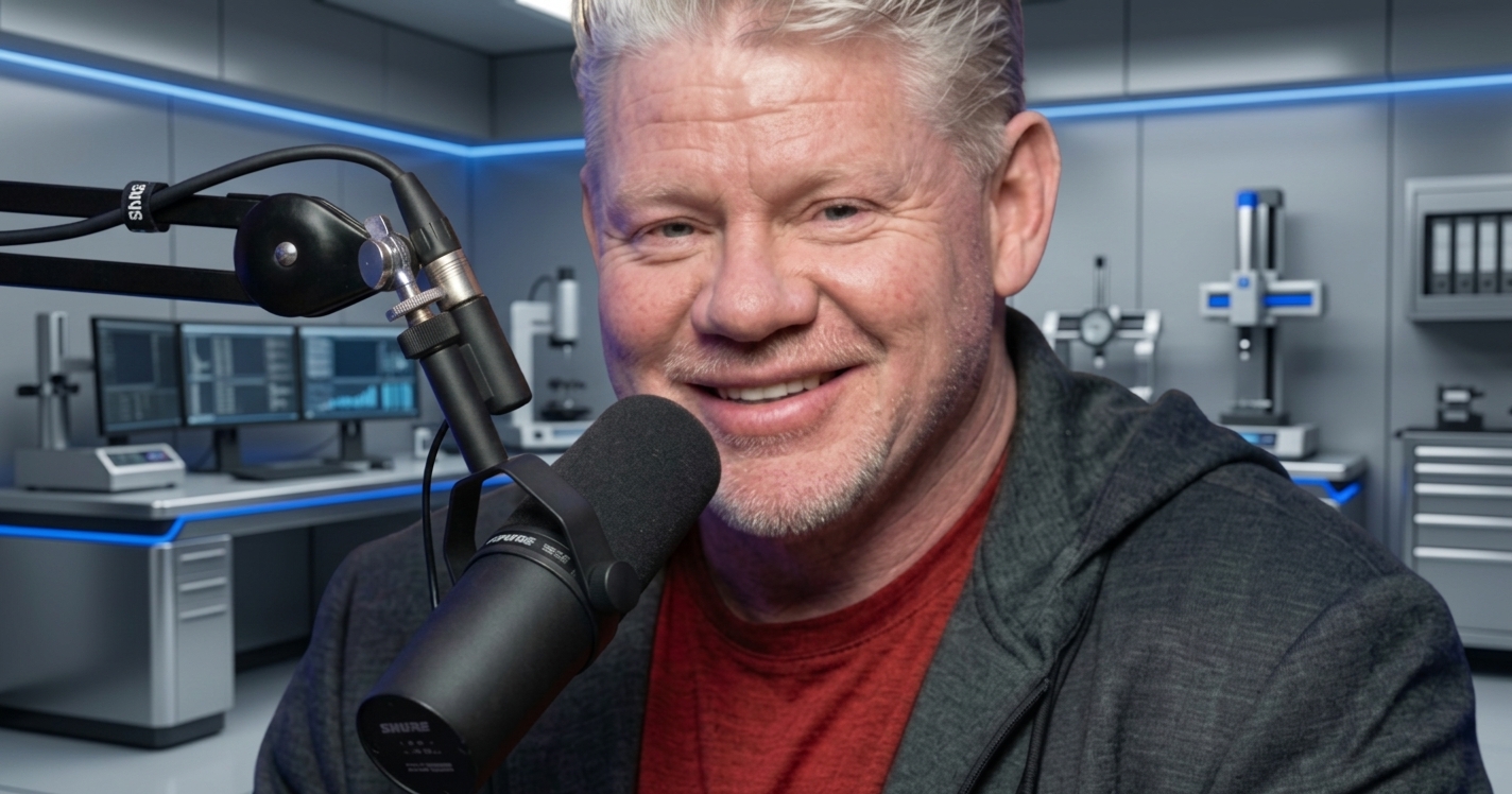 Potes de suplementos, cápsulas e shakes organizados ao lado de halteres sobre uma mesa de escritório moderna