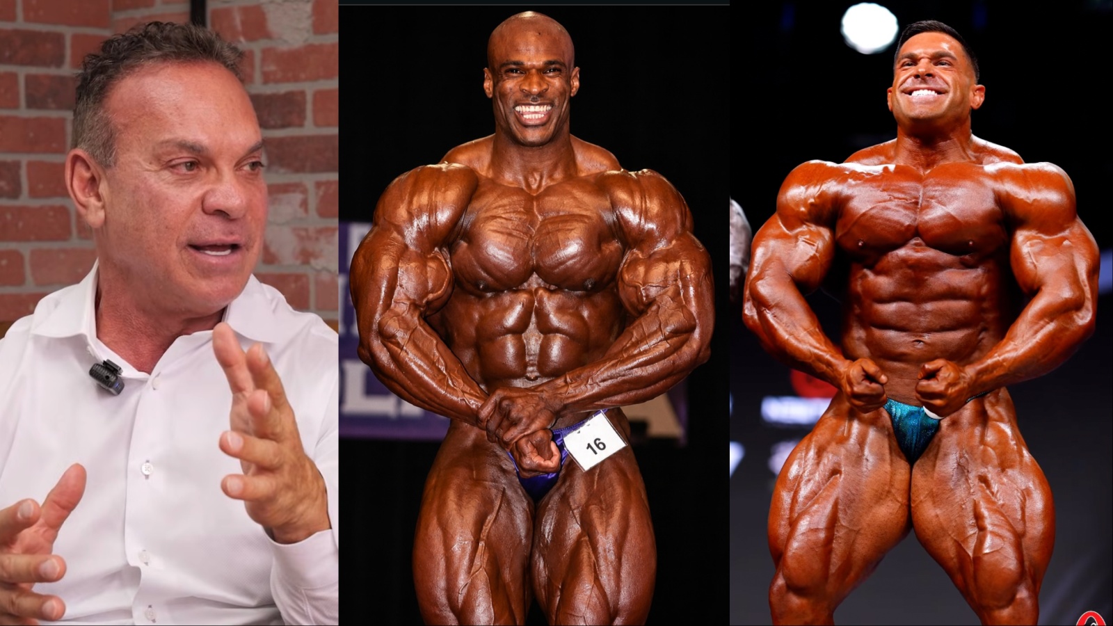 Um corpo de campeão de Mr. Olympia com definidos músculos, abdominais visíveis e um sorriso confiante