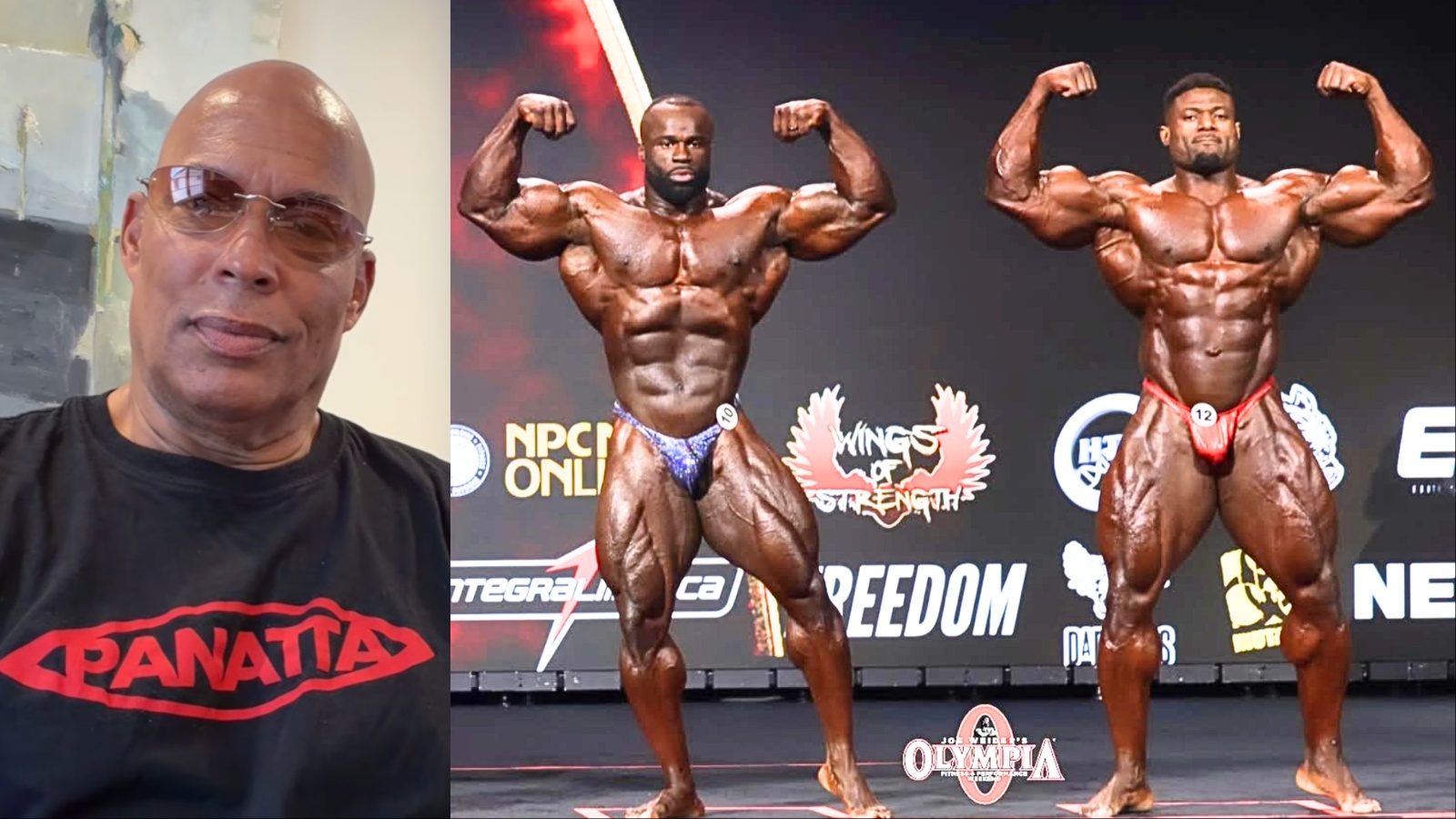 Um atleta de bodybuilding em pé diante de um espelho, com um cenário de ginásio de treino ao fundo e uma pilha de livros sobre nutrição e treinamento à sua frente