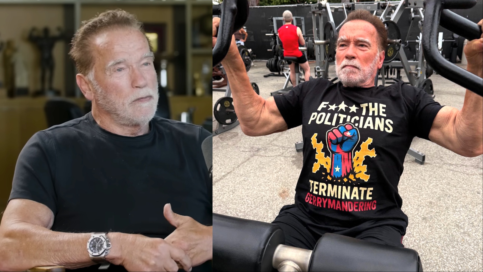 Um homem magro e musculoso, com uma xícara de leite e uma barra de proteína em cima de uma mesa de treino