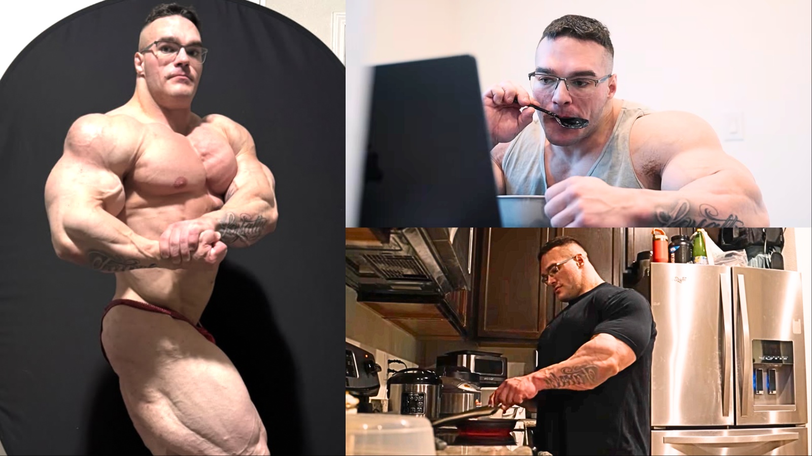 Shake de whey protein ao lado de halteres e cronômetro, com frutas frescas e toalha de academia ao fundo